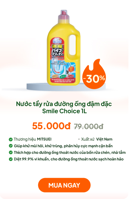 Nước tẩy rửa đường ống đậm đặc Smile Choice 1L, diệt 99.9% vi khuẩn