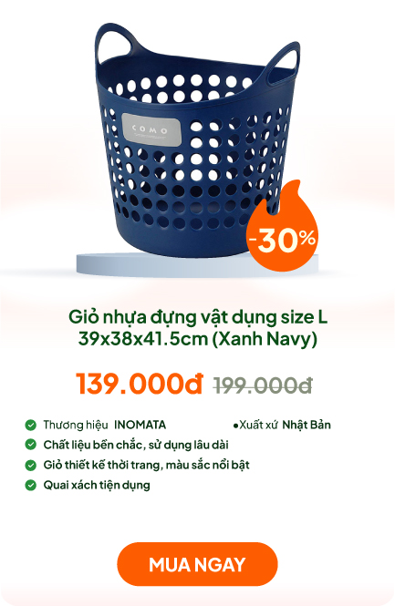 Giỏ nhựa đựng vật dụng size L 39x38x41.5cm (Xanh Navy)