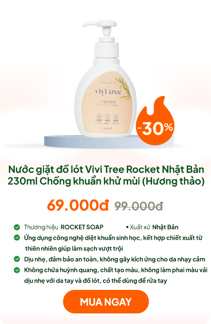 Nước giặt đồ lót dịu nhẹ Vivi Tree Rocket Nhật Bản 230ml Chống khuẩn khử mùi (Hương thảo )
