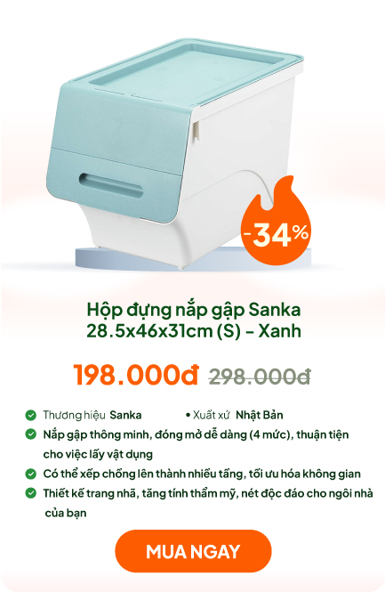 Hộp đựng nắp gập Sanka 28.5x46x31cm (S) - Xanh