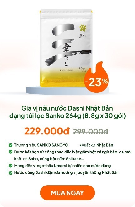 Gia vị nấu nước dùng Dashi Nhật Bản dạng túi lọc Sanko 264g (8.8g x 30 gói)