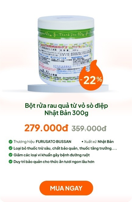Bột rửa rau quả từ vỏ sò điệp Nhật Bản 300g, 100% thành phần thiên nhiên