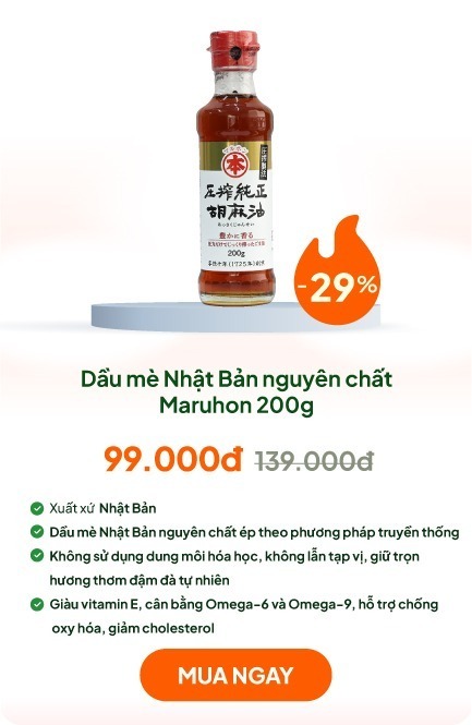Dầu mè Nhật Bản nguyên chất ép truyền thống Maruhon 200g
