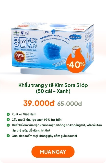 Khẩu trang y tế Kim Sora 3 lớp (50 cái - Xanh)
