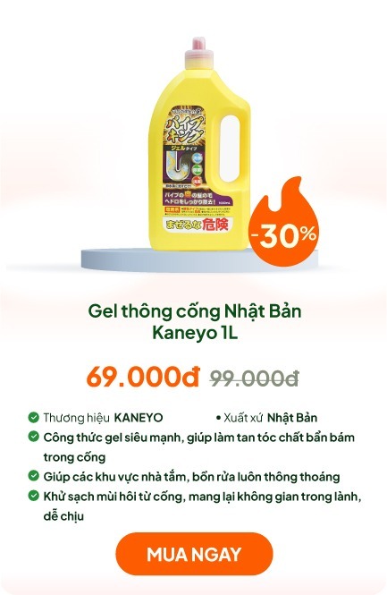 Gel thông cống Nhật Bản phân giải tóc, cặn bẩn, khử mùi, kháng khuẩn Kaneyo 1L