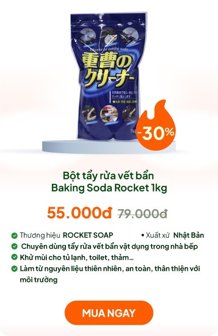 Bột tẩy rửa vết bẩn Baking Soda Rocket 1kg