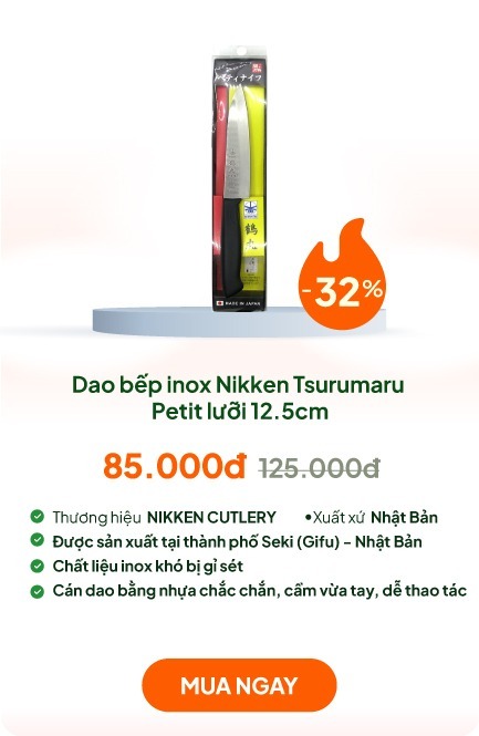 Dao bếp inox Nikken Tsurumaru Petit lưỡi 12.5cm
