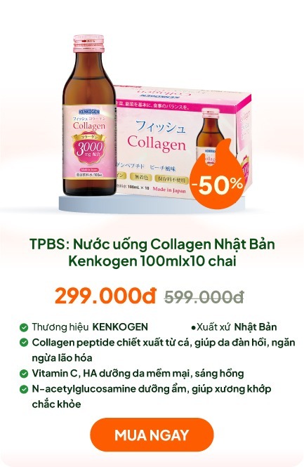 TPBS: Nước uống Collagen Nhật Bản Kenkogen 100mlx10 chai