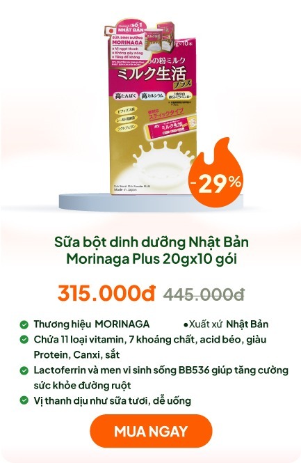 TPBS: Sữa bột dinh dưỡng Nhật Bản Morinaga Plus 20gx10 gói