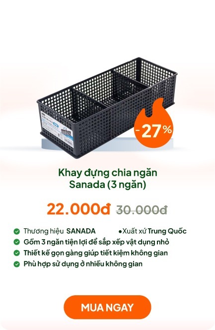 Khay đựng chia ngăn Sanada (3 ngăn) 12.2x30cm