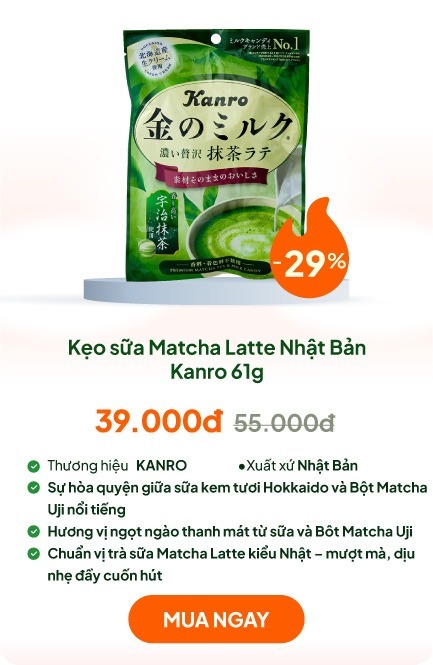Kẹo sữa Matcha Latte Nhật Bản cao cấp Kanro 61g
