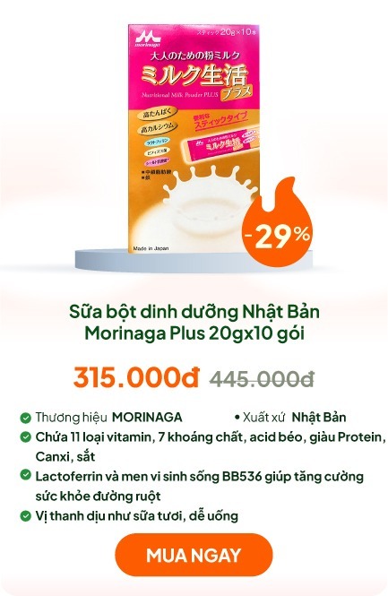 TPBS: Sữa bột dinh dưỡng Nhật Bản Morinaga Plus 20gx10 gói