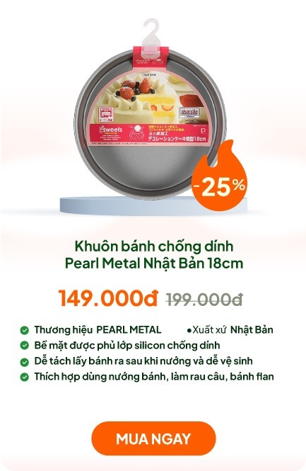 Khuôn bánh chống dính Pearl Metal Nhật Bản 18cm