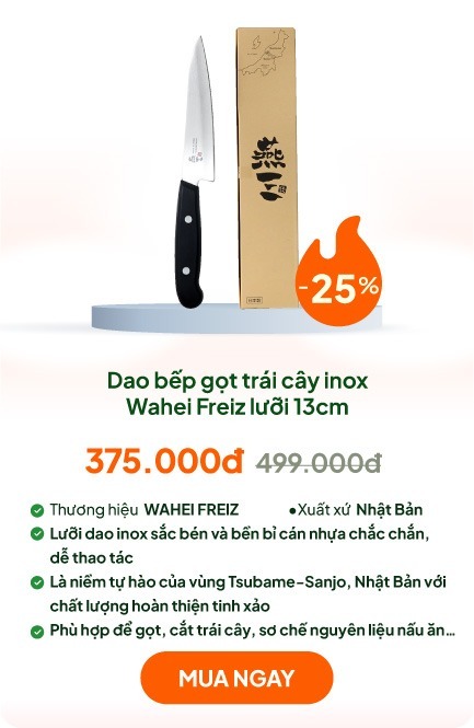 Dao bếp gọt trái cây inox Wahei Freiz lưỡi 13cm