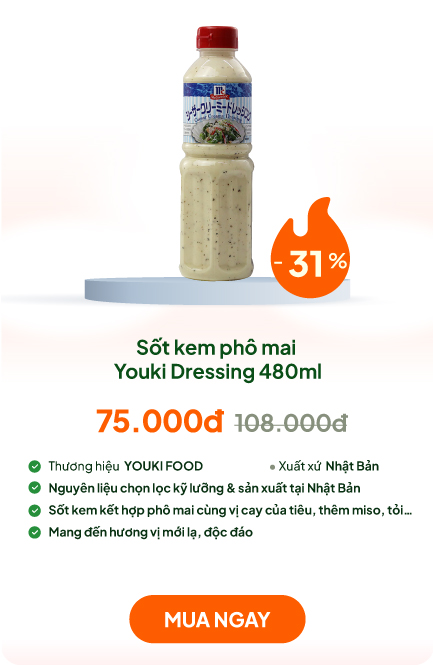 Sốt kem phô mai Youki Dressing 480ml 