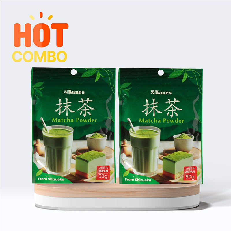 Combo 2 gói Bột trà xanh Matcha Nhật Bản Kanes 50g