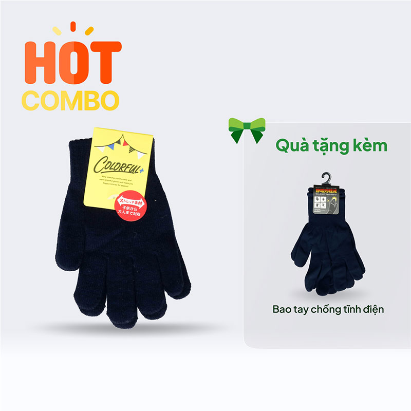 Combo siêu hời mua 1 đôi Bao tay len (Nhiều mẫu) tặng 1 đôi  Bao tay chống tĩnh điện (Nhiều mẫu)