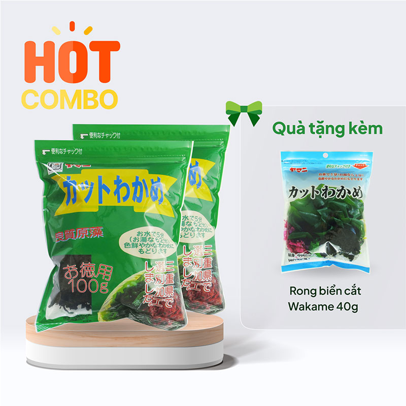 Combo siêu hời mua 2 túi Rong biển cắt Wakame 100g tặng túi 40g cùng loại