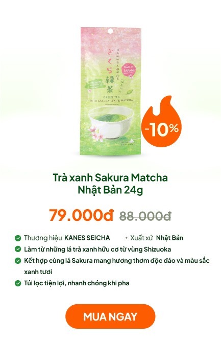 Trà xanh Sakura Matcha Nhật Bản 24g (3g x 8 túi lọc) 