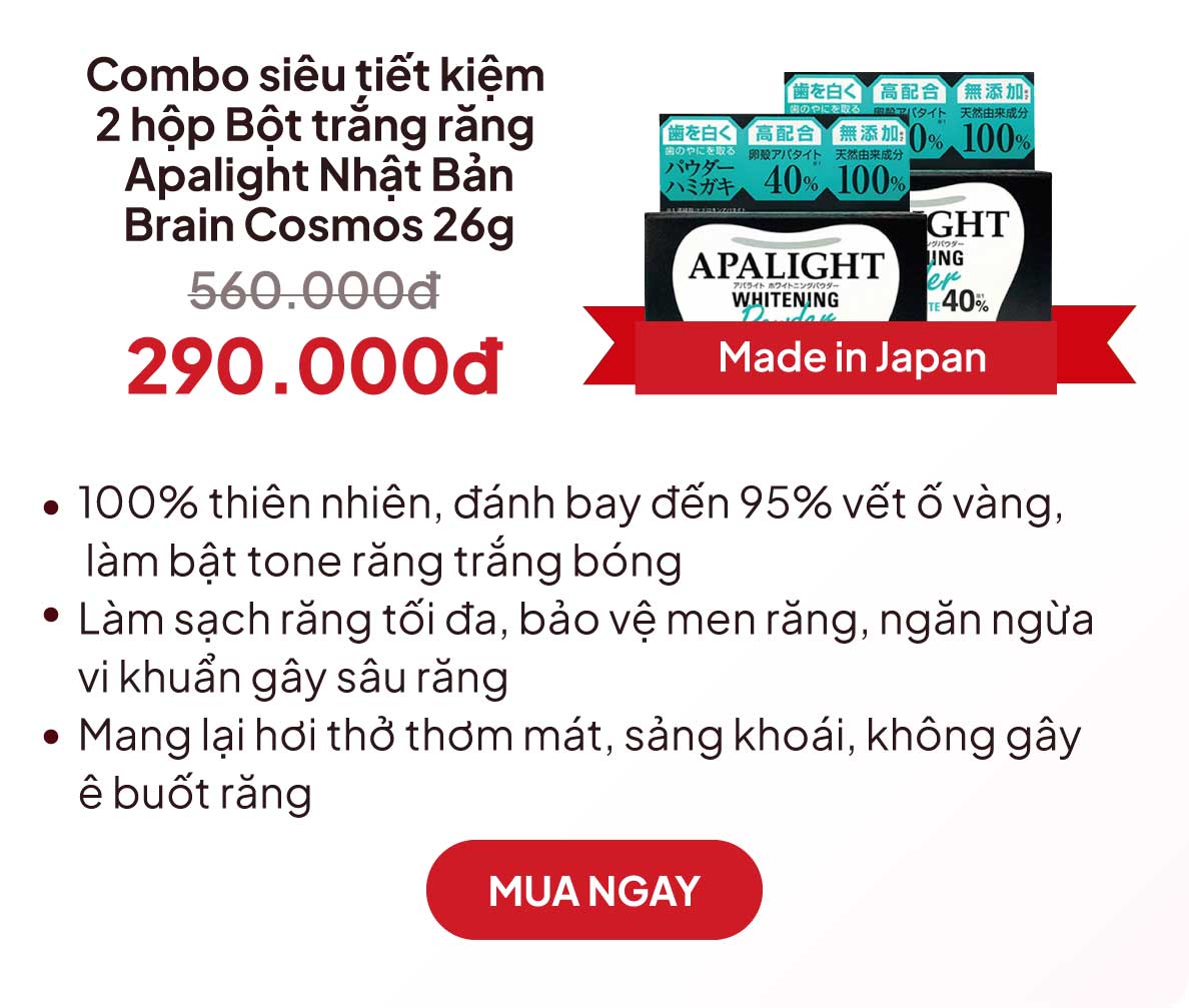 Combo siêu tiết kiệm 2 hộp Bột trắng răng Apalight Nhật Bản Brain Cosmos 26g