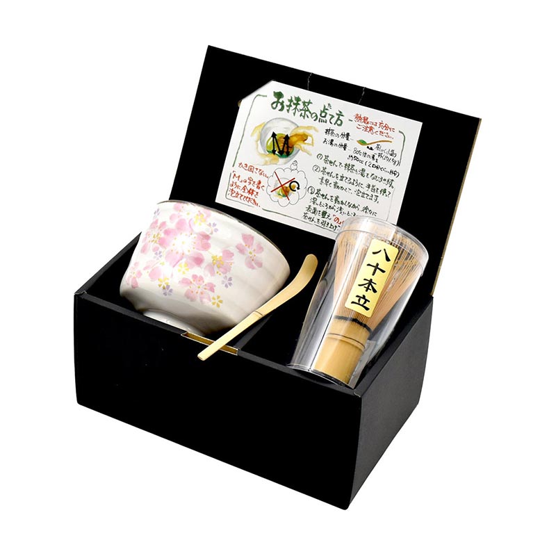 Bộ dụng cụ pha Matcha Nhật Bản cao cấp 3 món (Hoa xuân Sakura)