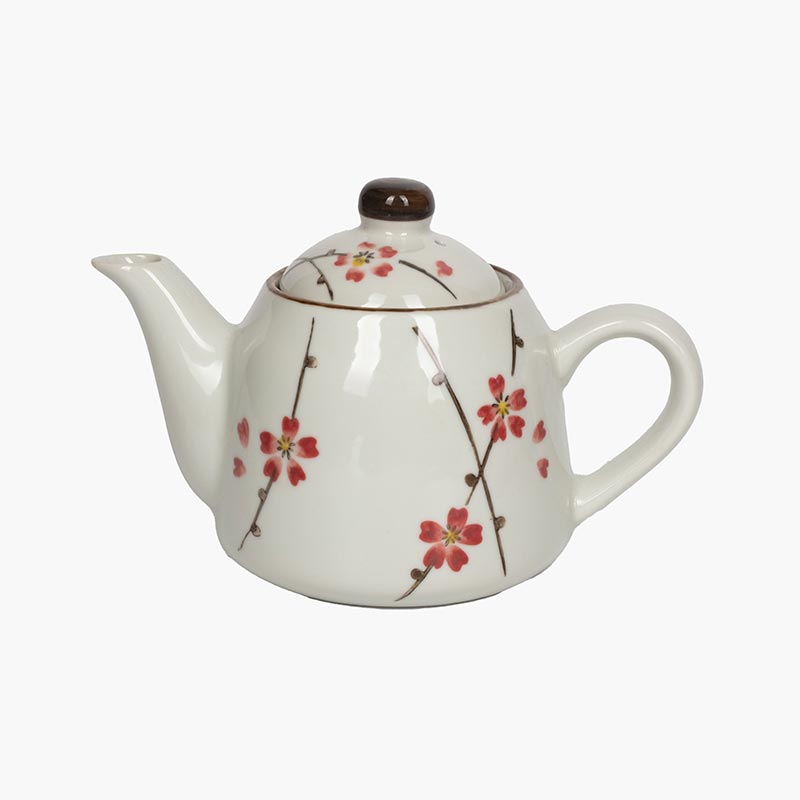 Ấm gốm Living 450ml hoa đào (kèm lưới lọc trà)