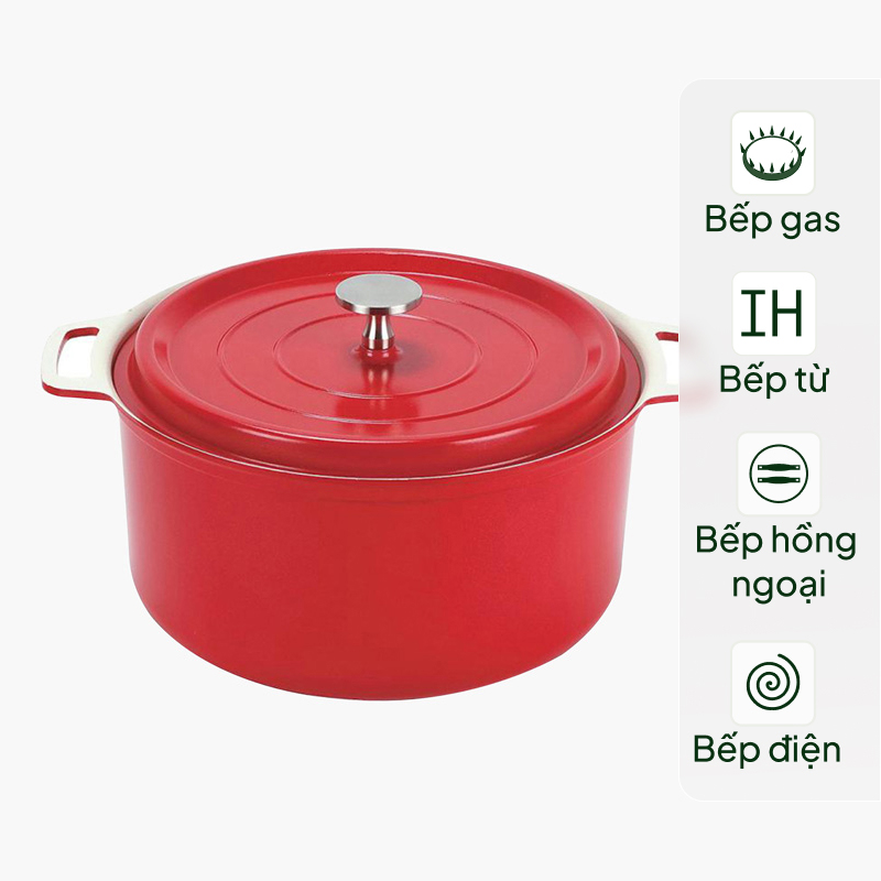 Nồi chống dính Ceramic Pearl Metal 22cm, truyền và giữ nhiệt tốt, dùng được bếp từ