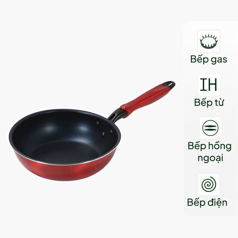 Chảo chống dính kim cương Pearl Metal 24cm Sâu lòng, dùng được bếp điện từ