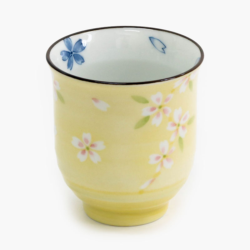 Ca, cốc, ly sứ Nhật Bản 200ml (Sakura vàng), dùng được lò vi sóng