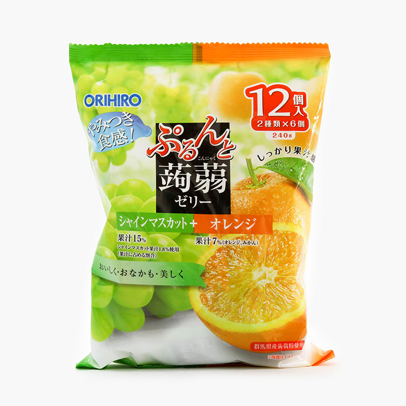Thạch trái cây Nhật Bản Orihiro vị cam nho xanh 240g (12 cái)