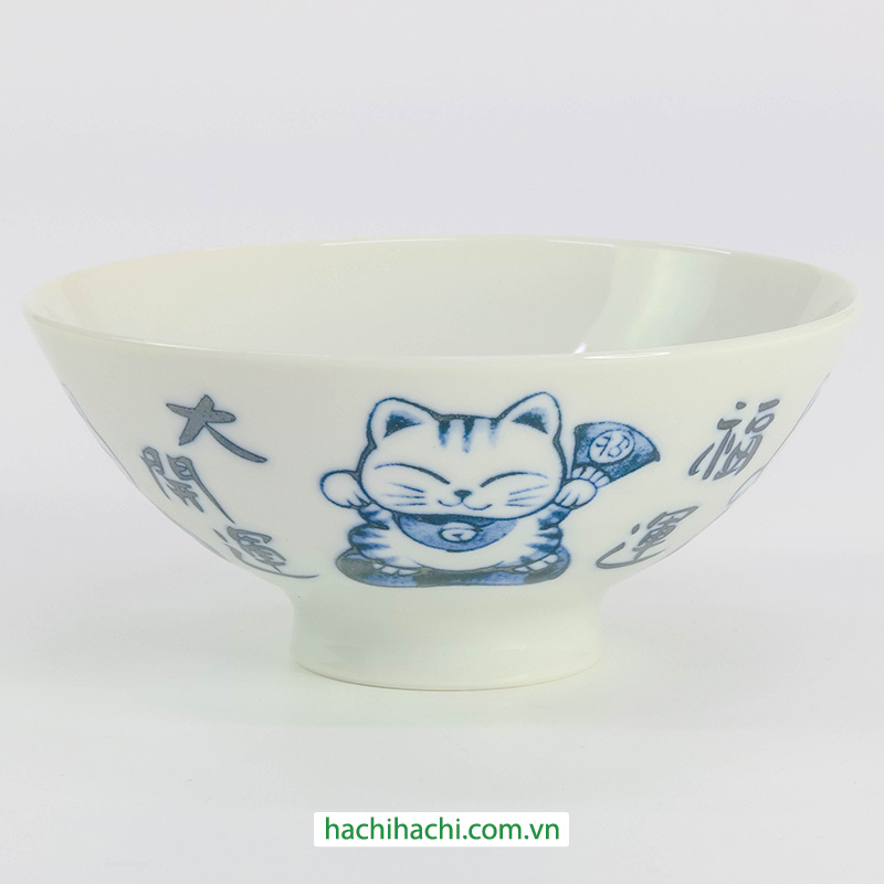 Chén gốm 13cm hình mèo may mắn