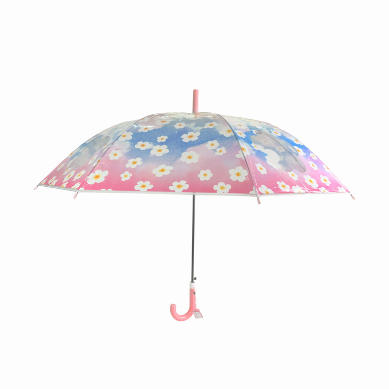 Cây dù trẻ em có cửa sổ hoa trong suốt 54cm, kèm tag ghi tên và lớp học