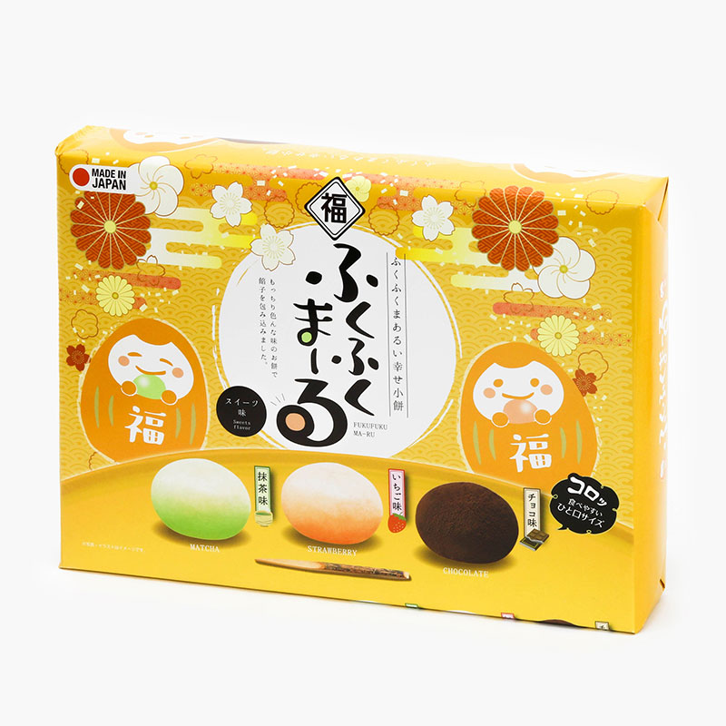 Bánh mochi Nhật Bản 3 vị Matcha, dâu tây, socola Fukufuku Maru 288g (24 cái)