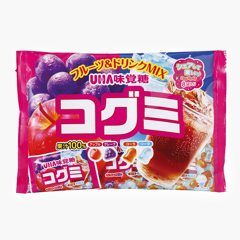 Kẹo dẻo UHA Kogumi hỗn hợp vị trái cây và nước giải khát tổng hợp 128g (16gx8 gói)