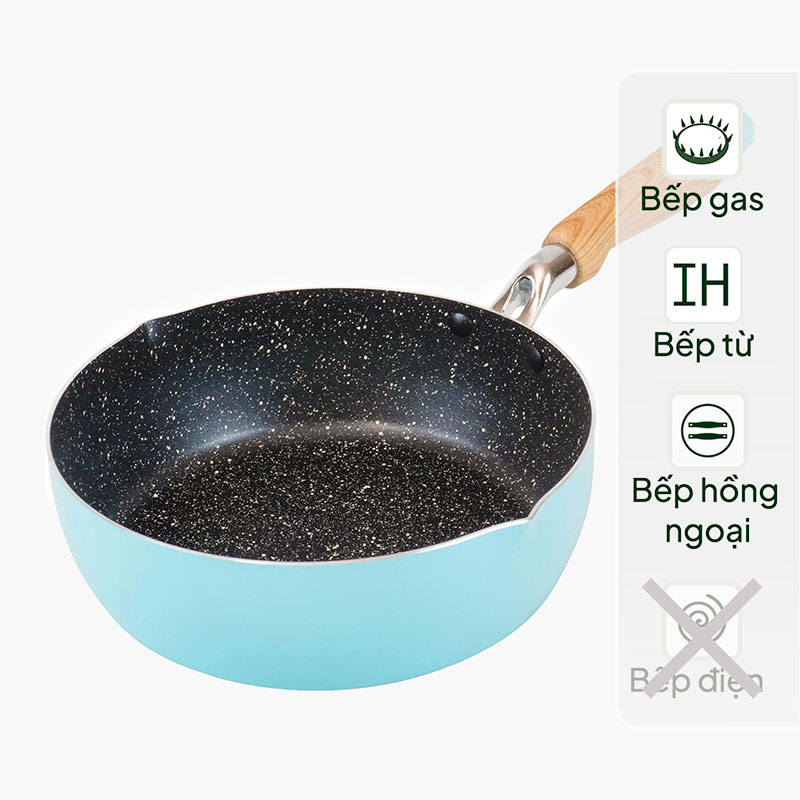 Chảo chống dính đá hoa cương Wahei Freiz 22cm (Sâu lòng), dùng được bếp từ