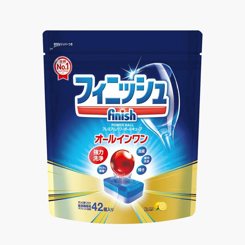 Viên rửa chén Finish khử mùi kháng khuẩn, sáng bóng, sạch lồng máy Premium All In One hương chanh 42 viên