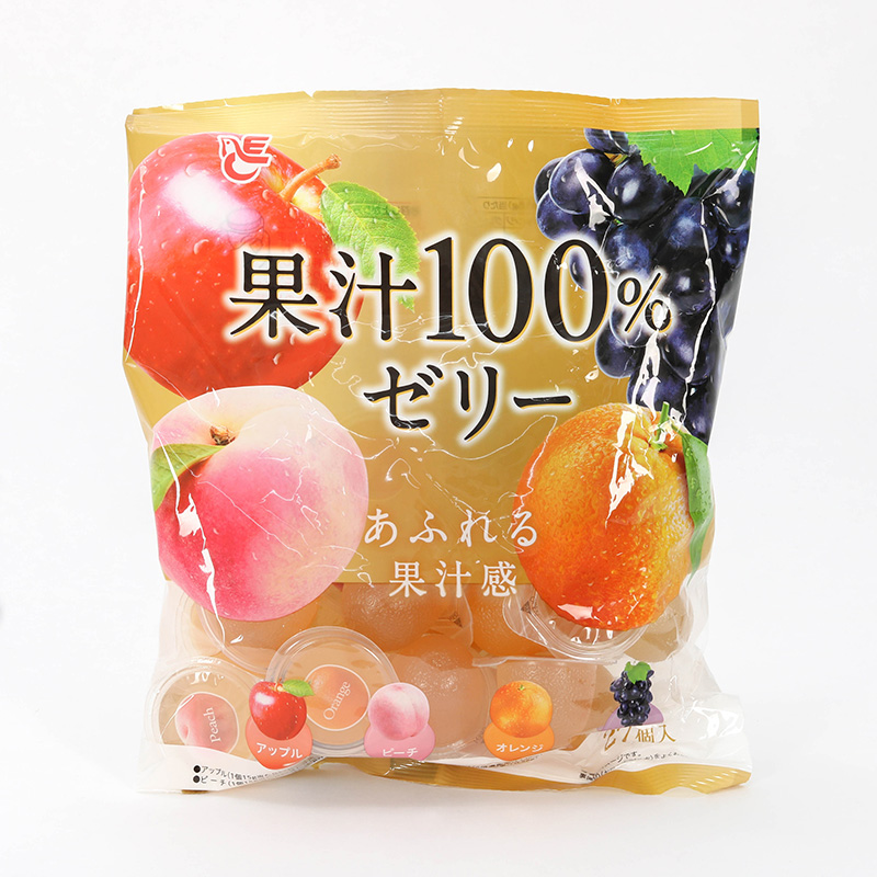 Thạch rau câu 100% nước ép trái cây Ace 405g (15g x 27 cái), 4 vị táo, đào, cam, nho