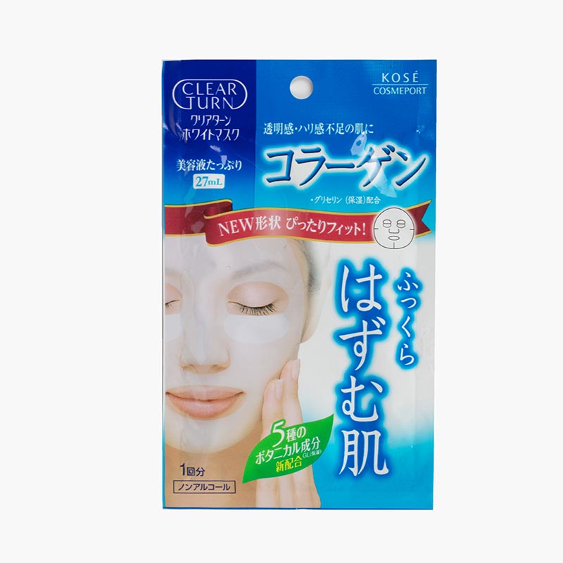 Mặt nạ dưỡng trắng da và bổ sung Collagen Clear Turn Kose (1 miếng)