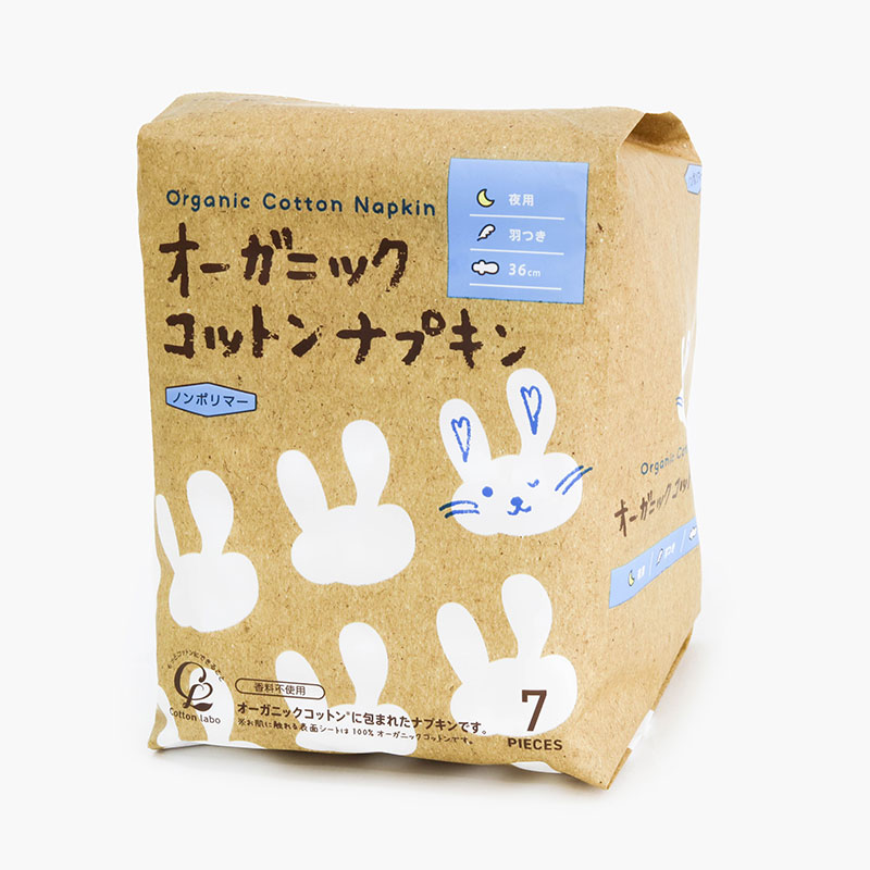 Băng vệ sinh ban đêm Nhật Bản Organic Cotton có cánh Cotton Labo 36cm 7 miếng