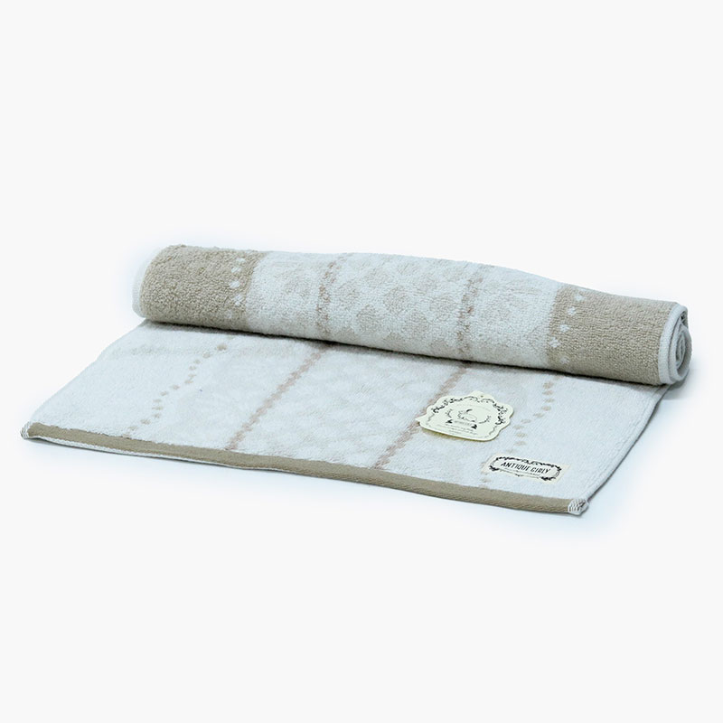Khăn vải cotton Organic Nissen 34x80cm Antique Girly AG-7002IV Ivory