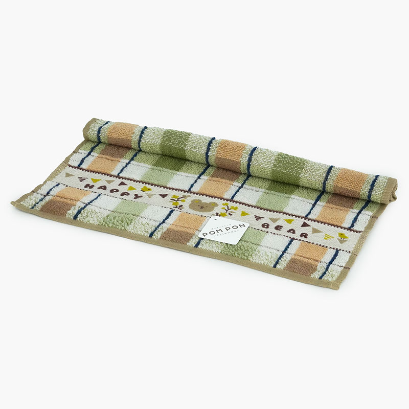 Khăn vải cotton Nissen 34x34cm Pom Pon Teddy Check PP-3020OR Orange
