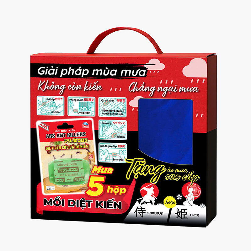 956 Combo 5 hộp mồi diệt kiến Ars ant killer2 (tặng kèm áo mưa)