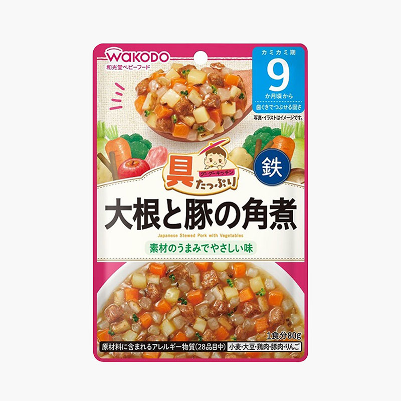 Súp ăn dặm vị thịt heo rau củ Wakodo bổ sung sắt cho bé từ 9 tháng 80g