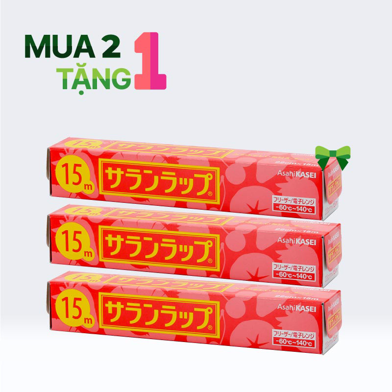 Combo mua 2 tặng 1 Màng bọc thực phẩm Nhật Bản Asahi Wrap 22cmx15m