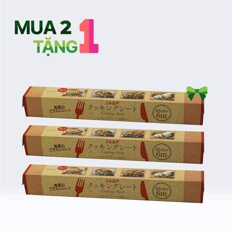 Combo mua 2 tặng 1 Giấy nến nướng bánh, thực phẩm Nhật Bản Ellemoi 30cmx6m