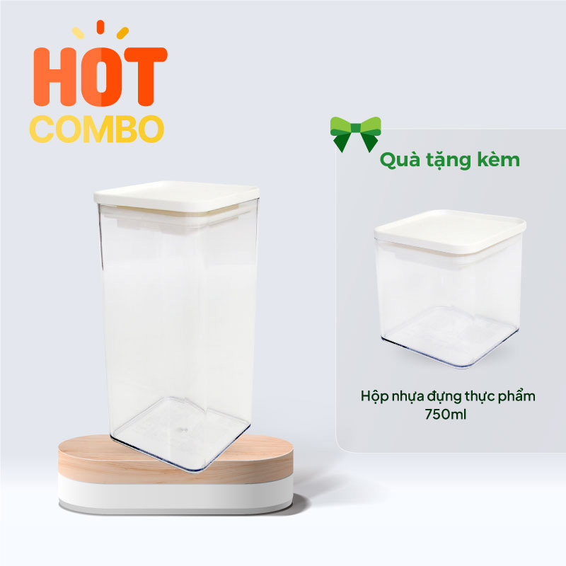 Combo mua Hộp nhựa đựng thực phẩm 1.5L tặng Hộp nhựa đựng thực phẩm 750ml