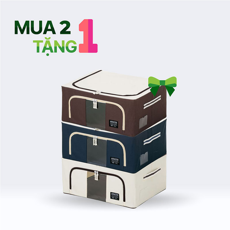 Combo mua 2 tặng 1 Hộp đựng quần áo gấp gọn 50x40cm Có cửa sổ