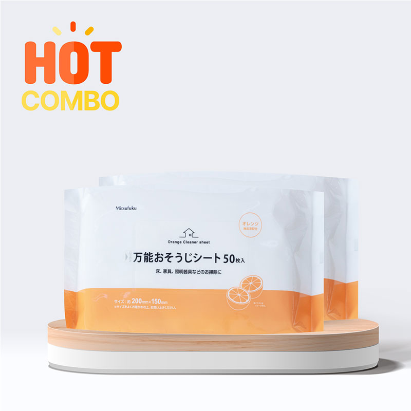 Combo 2 gói Khăn ướt lau sàn, vật dụng, thiết bị đa năng kháng khuẩn 50 tờ 20x15cm