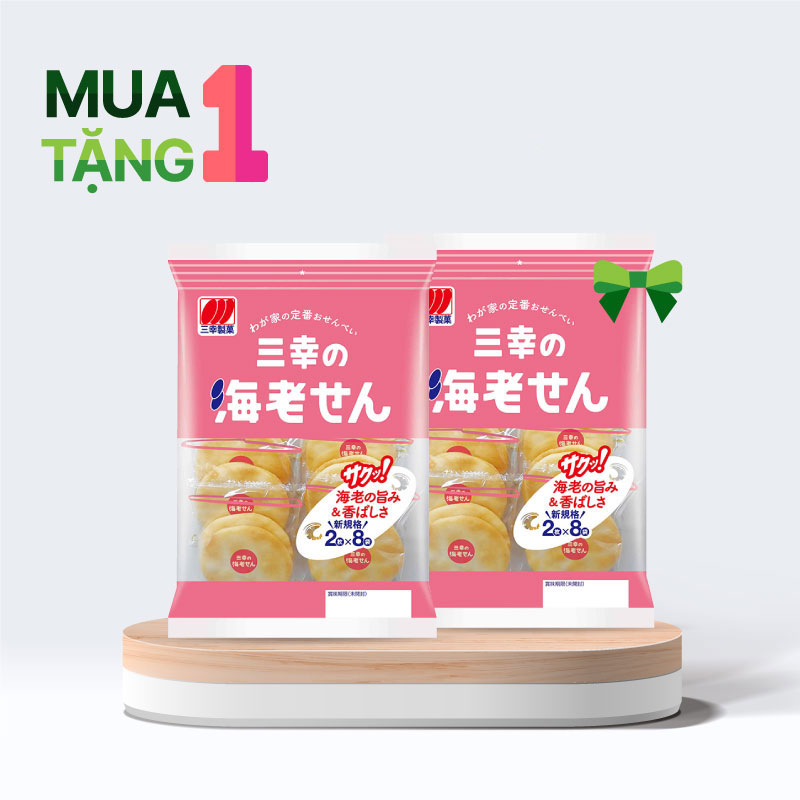 Combo mua 1 tặng 1 Bánh gạo vị Tôm Sanko 80g (16 cái)