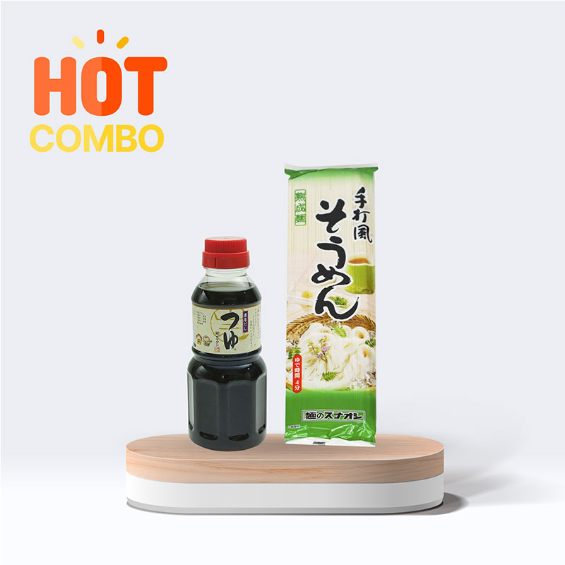 Combo Súp ăn mì Nhật Yamagen 300ml và Mì Somen Nhật Bản 200g